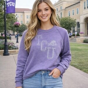 TCU Sweatshirt Womens Large Purple Alternative Earth Lightweight Vintage Fit